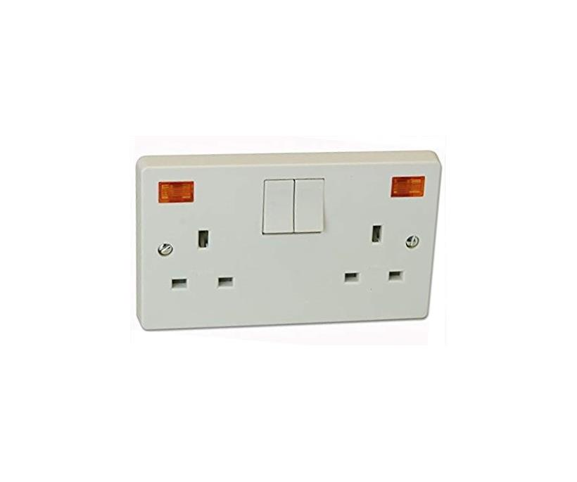 13A 2 GANG DP SWITCHED SOCKET & NEON